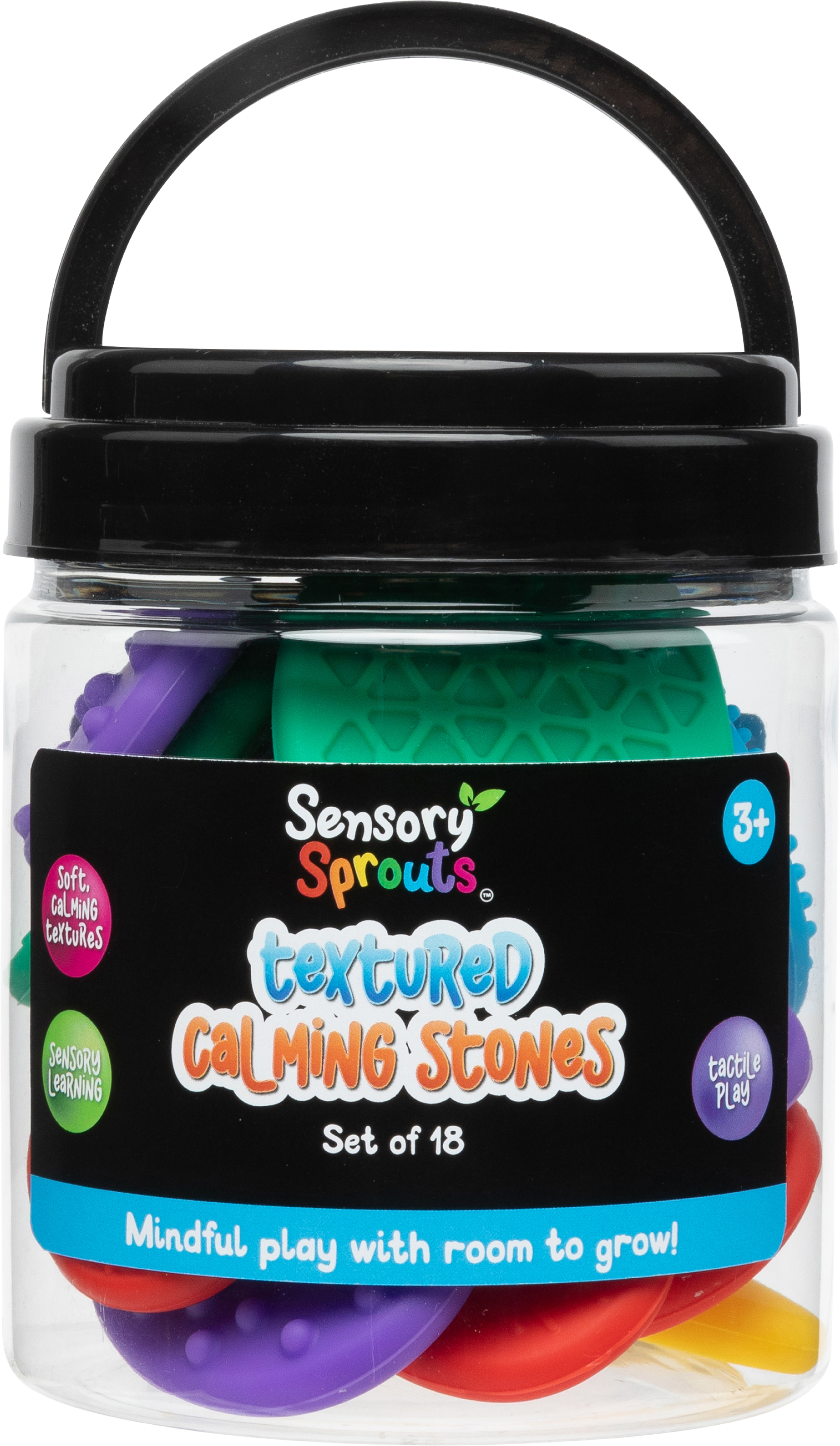 Sensory Sprouts Textured Calming Stones Set of 18 Bright-1