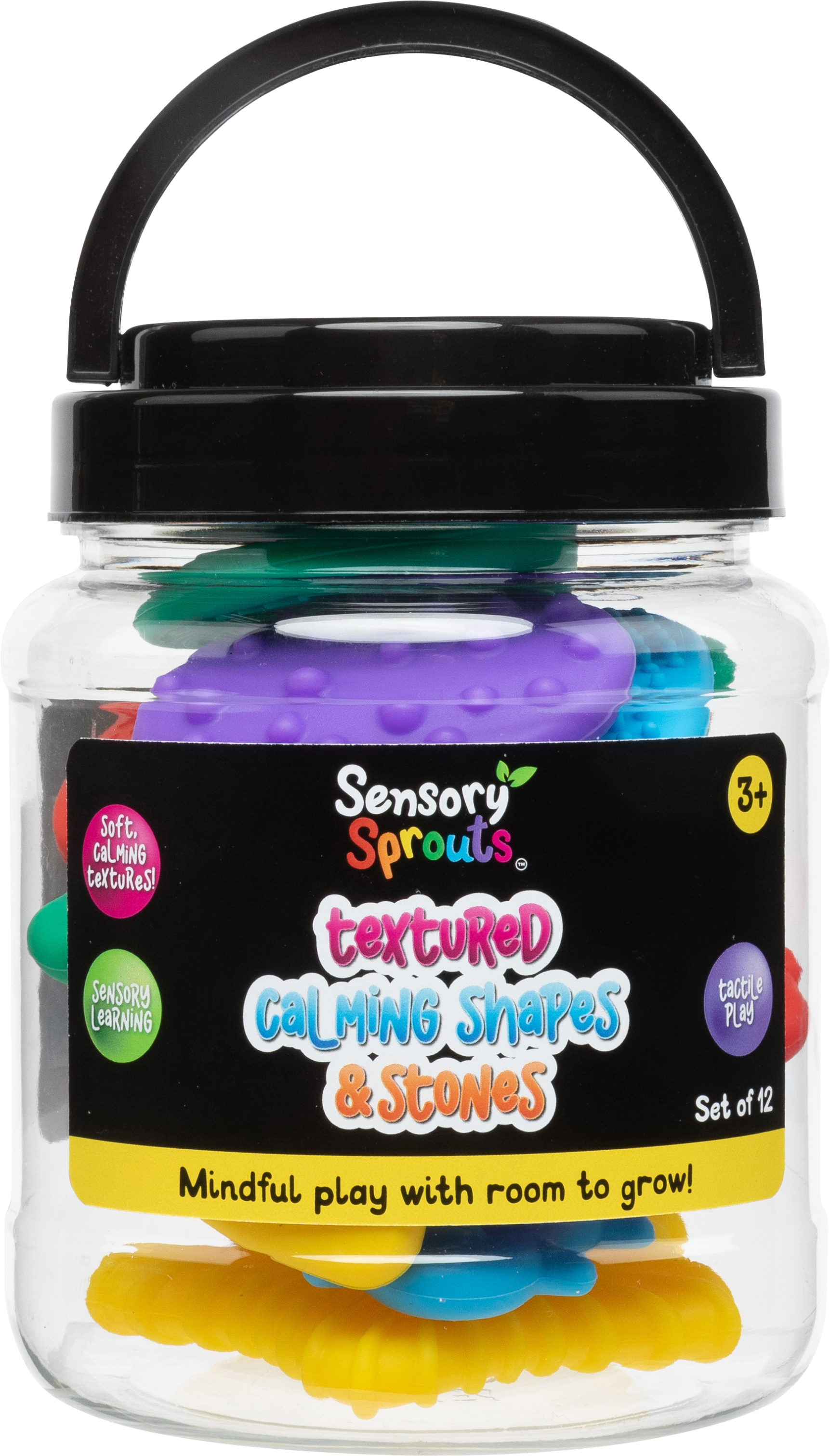 Sensory Sprouts Textured Calming Shapes and Stones Set of 12 Bright-1