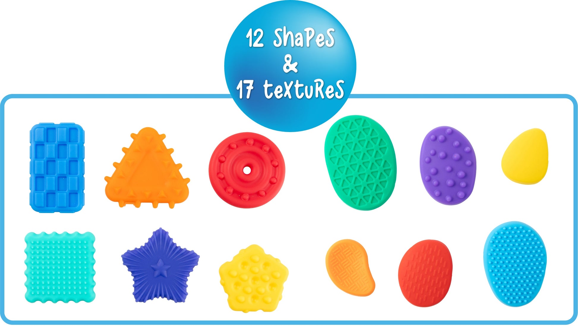 Sensory Sprouts Textured Calming Shapes and Stones Set of 12 Bright-2