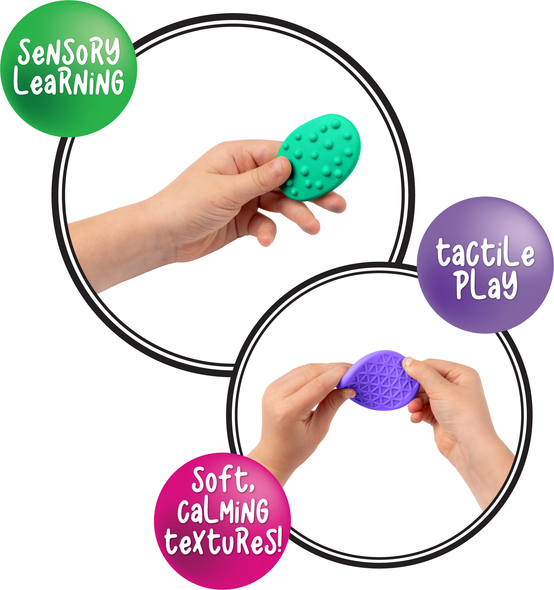 Sensory Sprouts Textured Calming Stones Set of 18 Bright-5