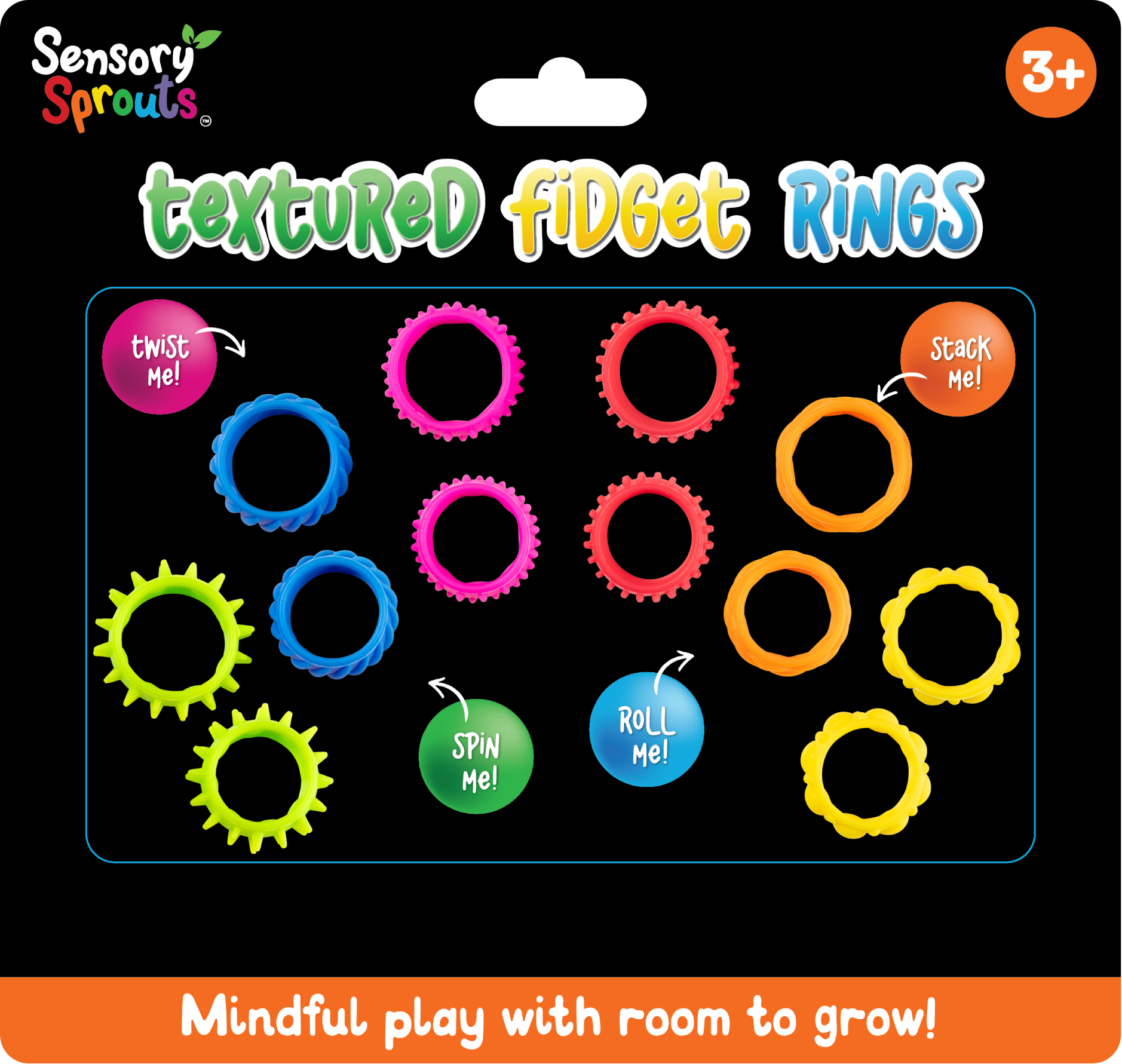 Sensory Sprouts Textured Fidget Rings Set of 12-1