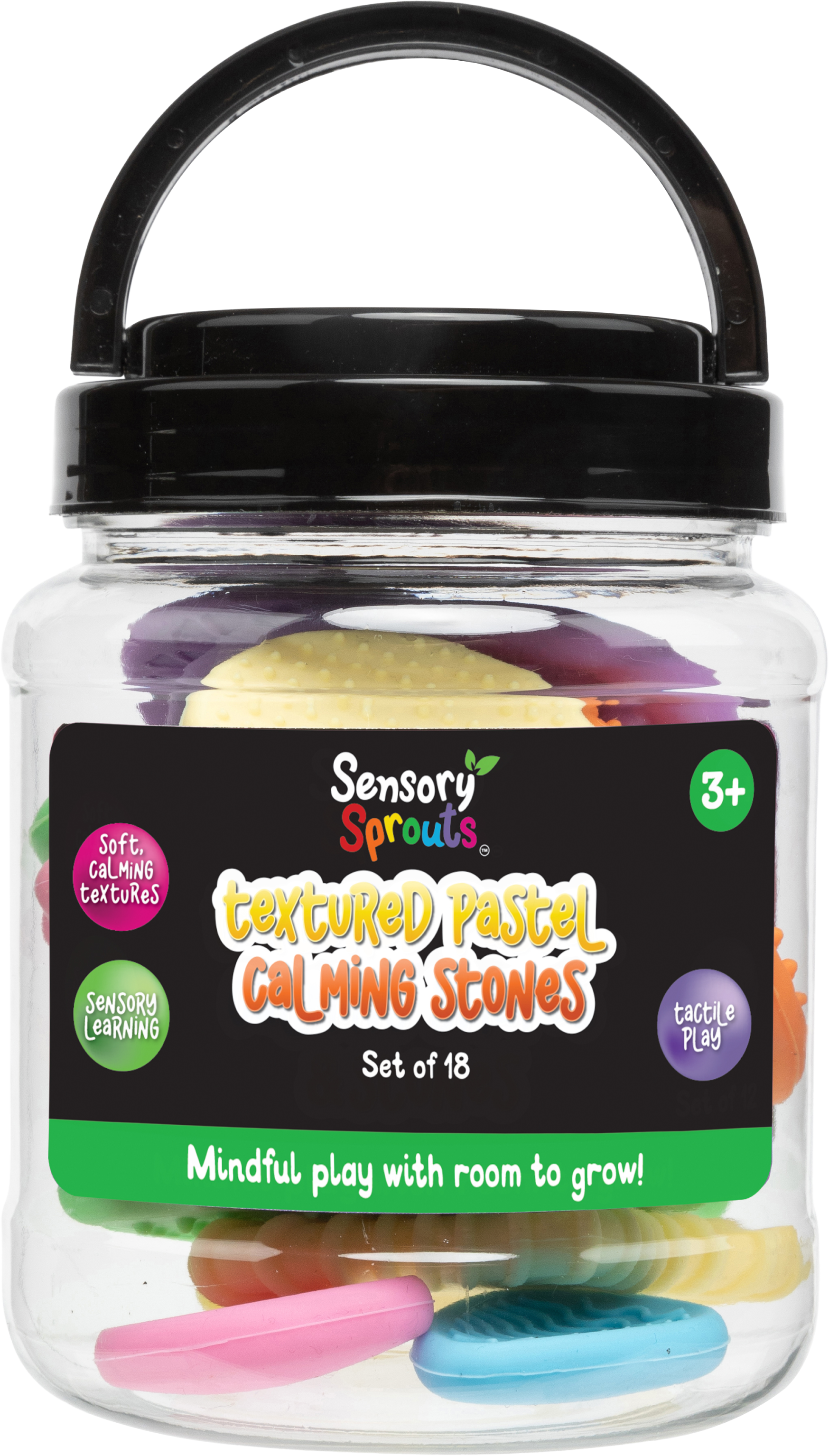 Sensory Sprouts Textured Calming Stones Set of 18 Pastel-1