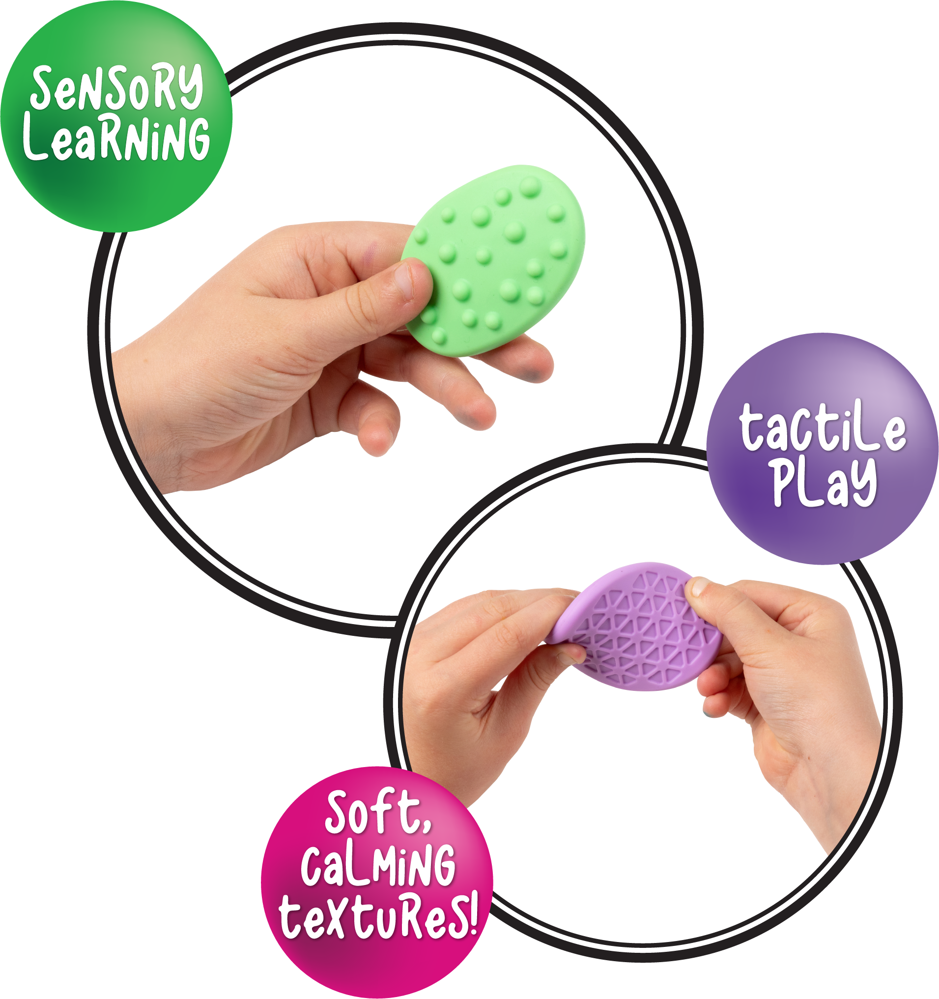 Sensory Sprouts Textured Calming Stones Set of 18 Pastel-4
