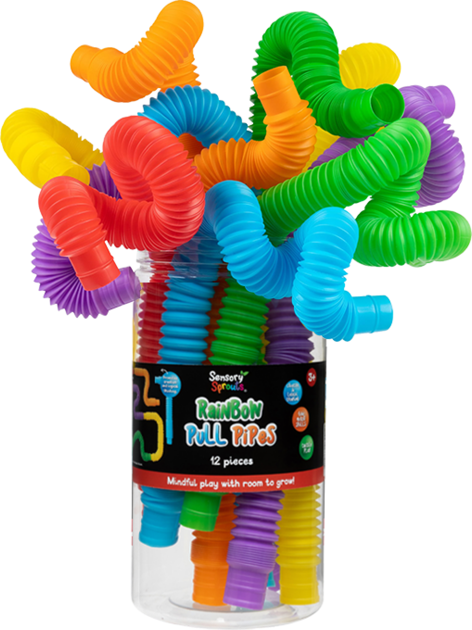 Sensory Sprouts Rainbow Pull Pipes Jar of 12-4