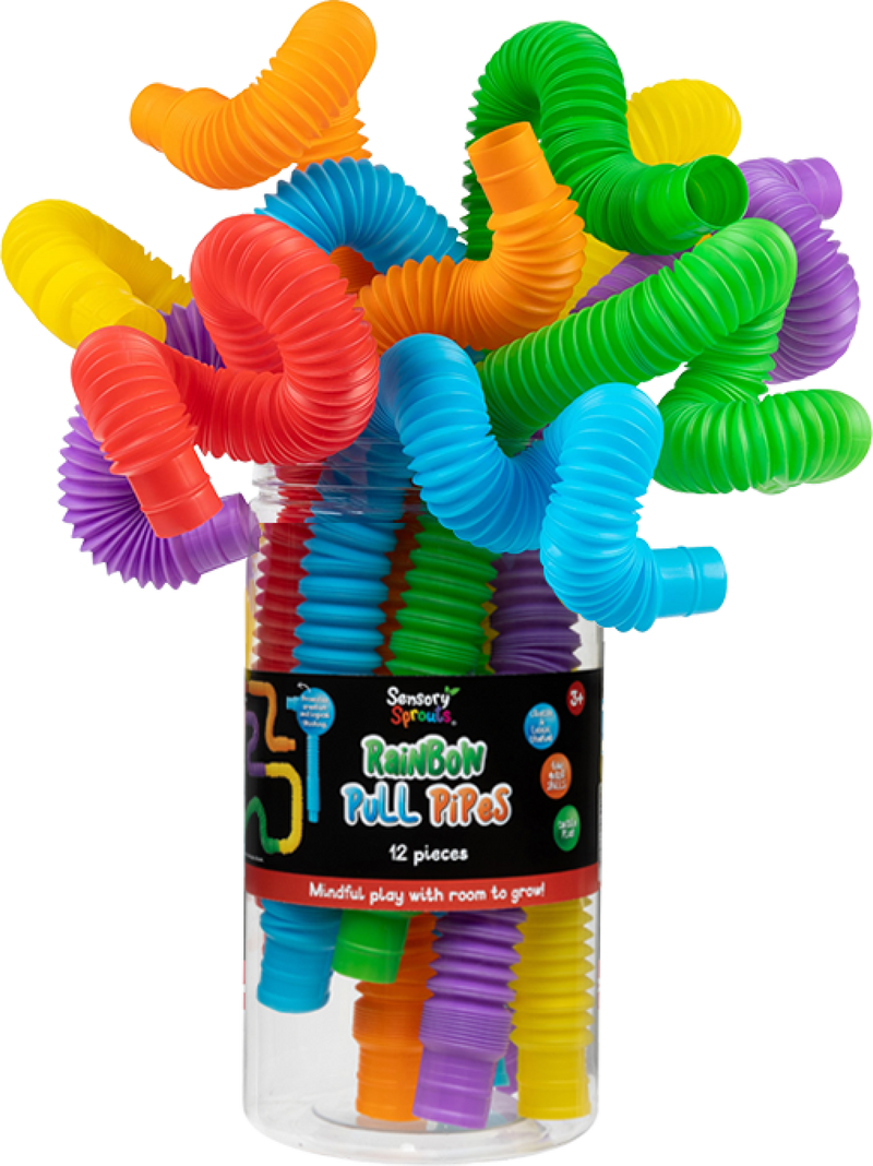 Sensory Sprouts Rainbow Pull Pipes Jar of 12-4