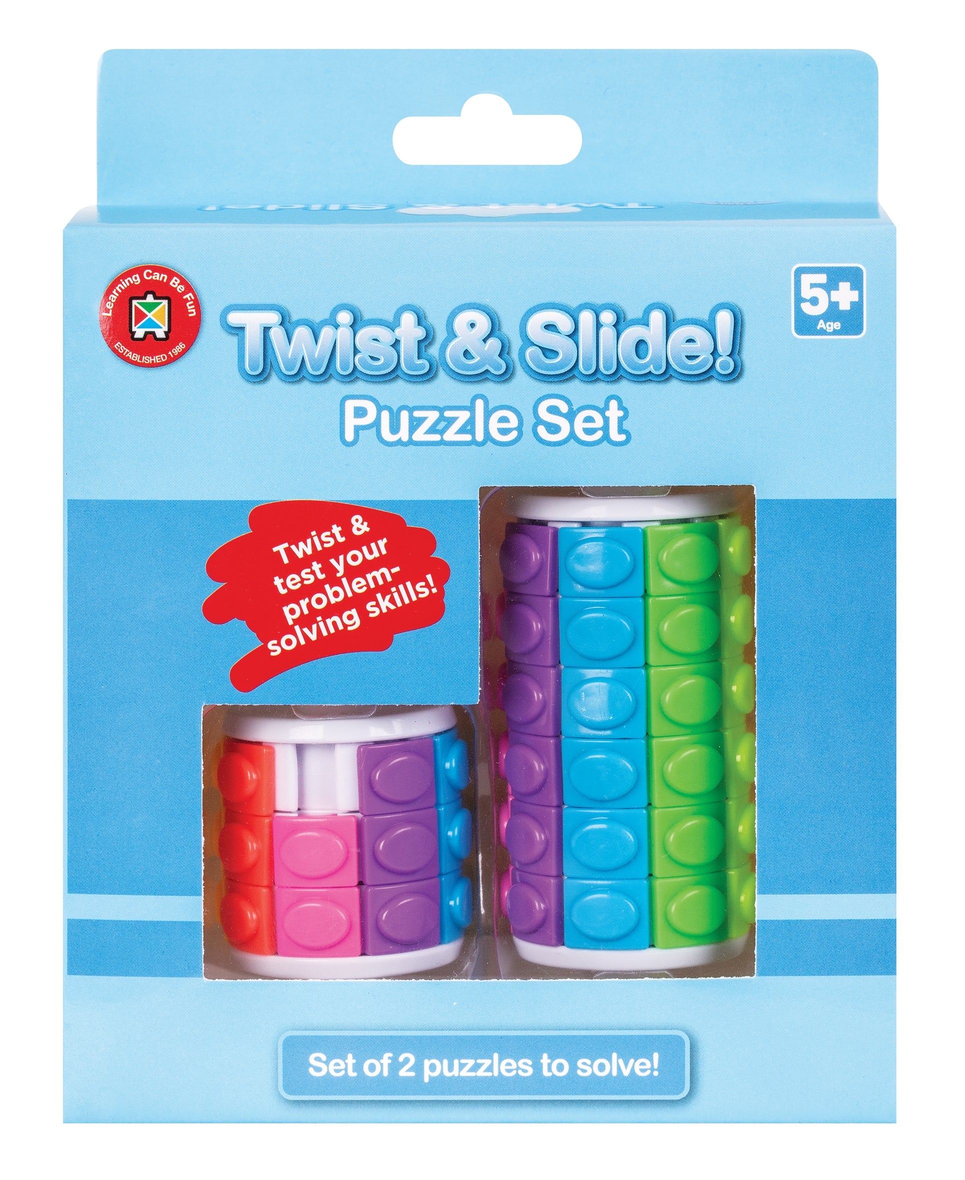 Twist and Slide Puzzle Set 2 Cylinder Puzzles Easy and Six Row-1