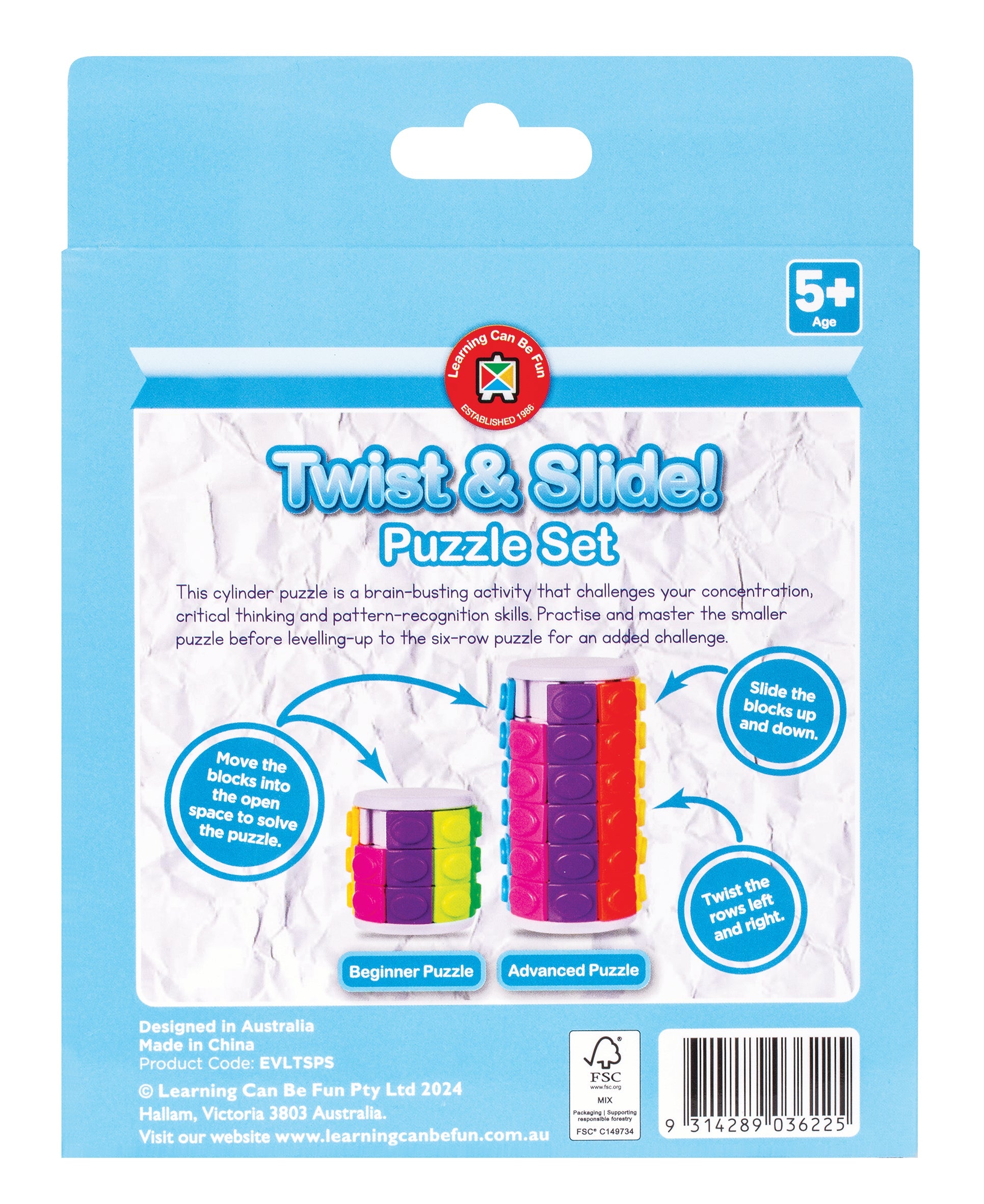 Twist and Slide Puzzle Set 2 Cylinder Puzzles Easy and Six Row-4