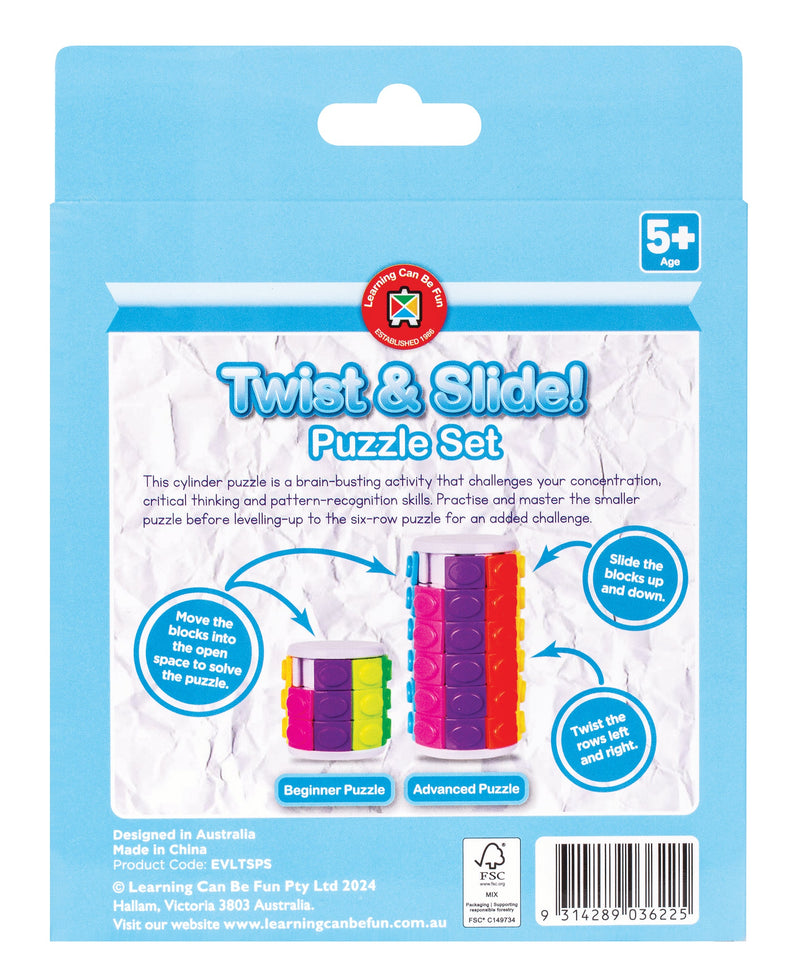 Twist and Slide Puzzle Set 2 Cylinder Puzzles Easy and Six Row-4