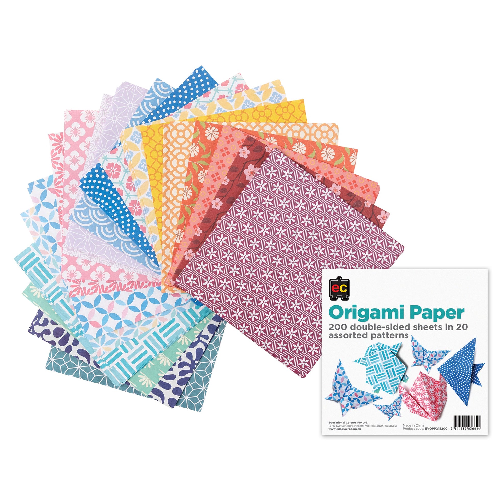 Origami Paper 200 Sheets Double Sided Pattern 20 Assorted Designs-1