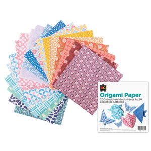 Origami Paper 200 Sheets Double Sided Pattern 20 Assorted Designs