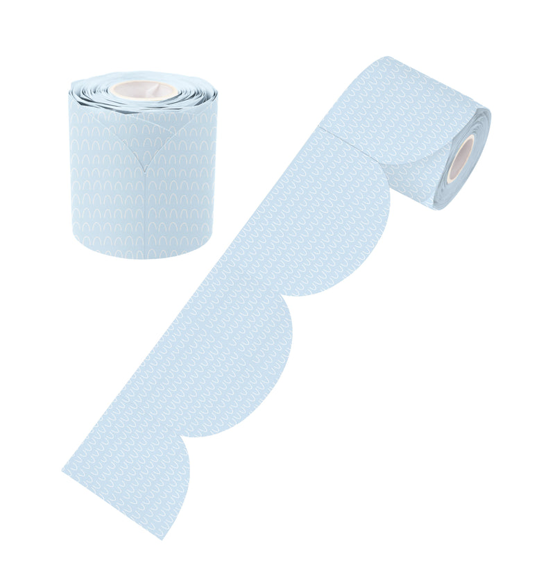 Learning Can Be Fun Blue Patterned Rolled Scalloped Border 15.24m-1