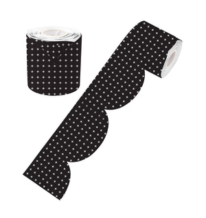 Learning Can Be Fun Black and White Crosses Rolled Scalloped Border 15.24m