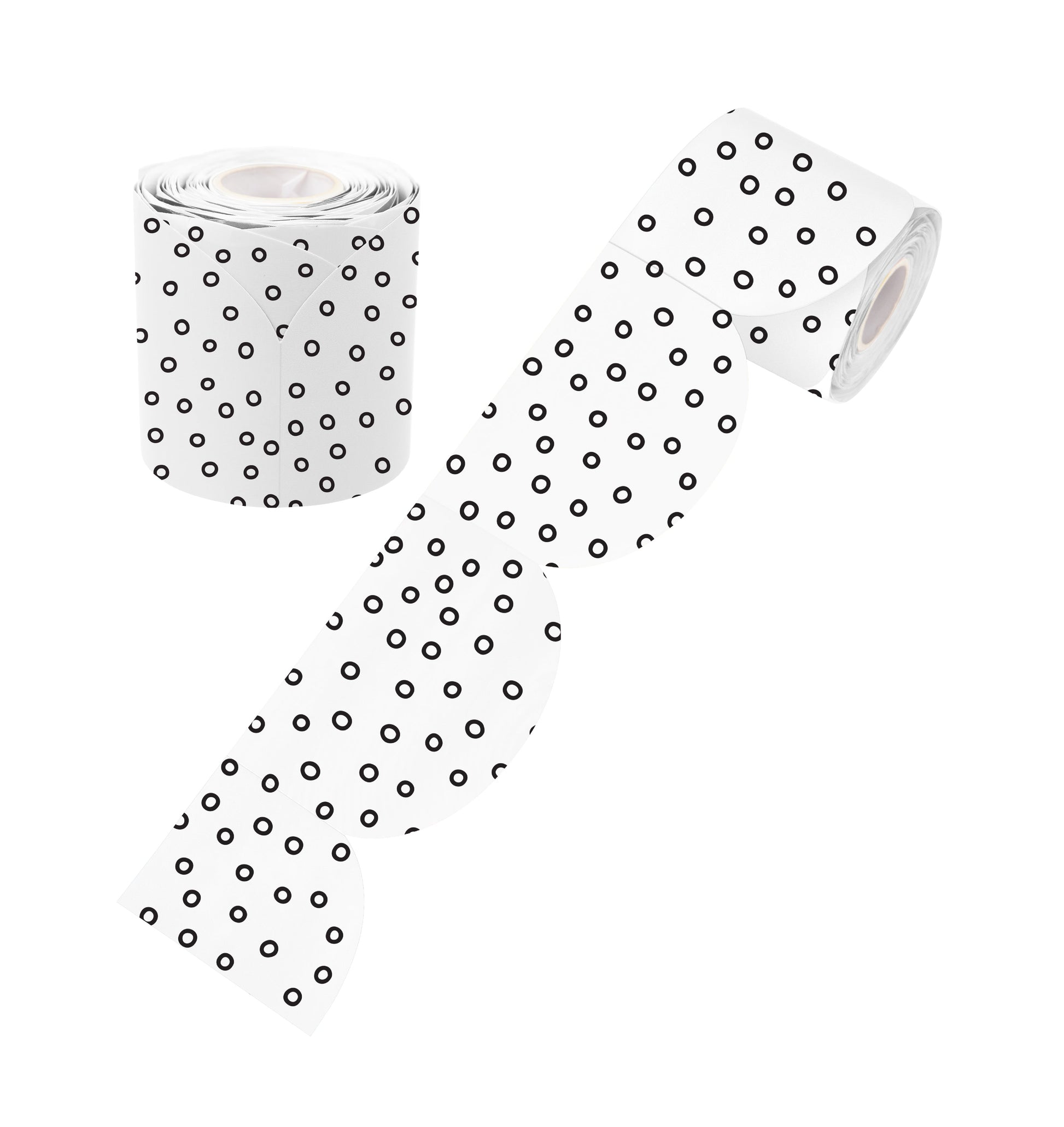 Learning Can Be Fun Black and White Dots Rolled Scalloped Border 15.24m-1