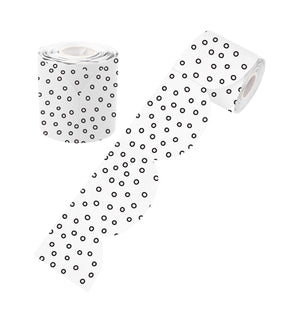 Learning Can Be Fun Black and White Dots Rolled Scalloped Border 15.24m