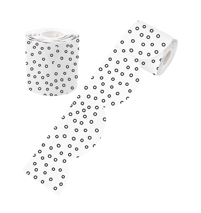 Learning Can Be Fun Black and White Dots Rolled Scalloped Border 15.24m-1