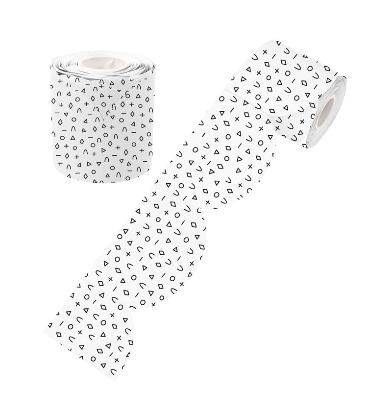 Learning Can Be Fun Black and White Patterned Rolled Scalloped Border 15.24m-1