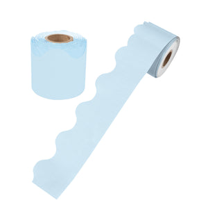 Learning Can Be Fun Growing Minds Sky Blue Rolled Scalloped Border 15.24m