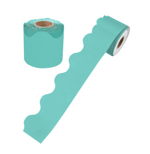 Learning Can Be Fun Growing Minds Teal Rolled Scalloped Border 15.24m