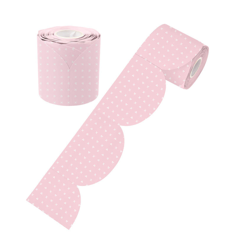 Learning Can Be Fun Pink Patterned Rolled Scalloped Border 15.24m-1