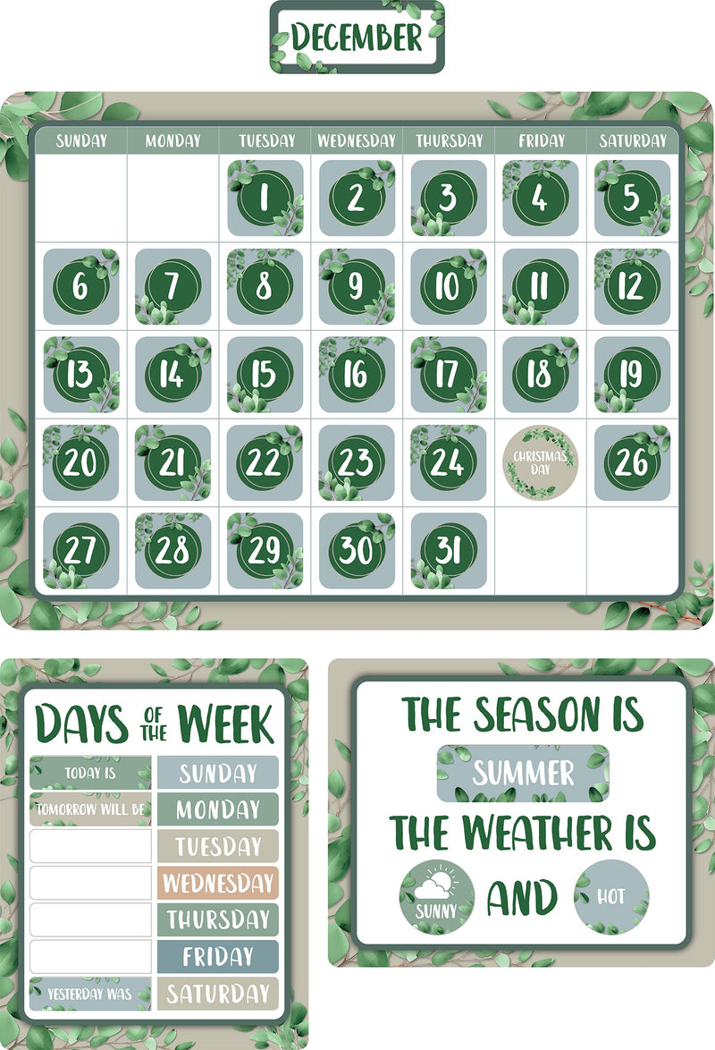 Learning Can Be Fun Eucalyptus Essentials Calendar Bulletin Board Set-1