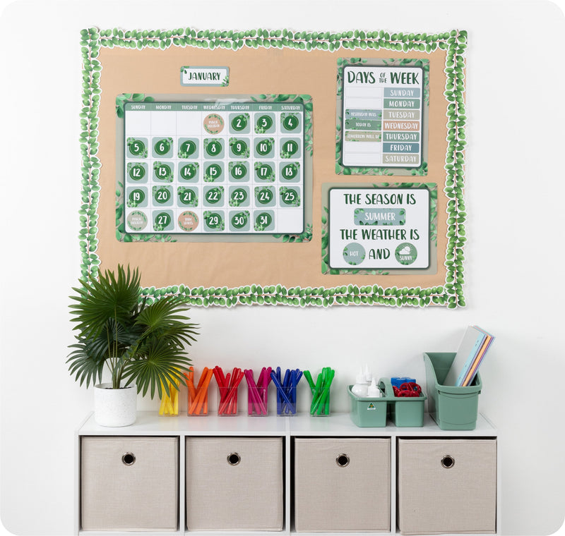 Learning Can Be Fun Eucalyptus Essentials Calendar Bulletin Board Set-3