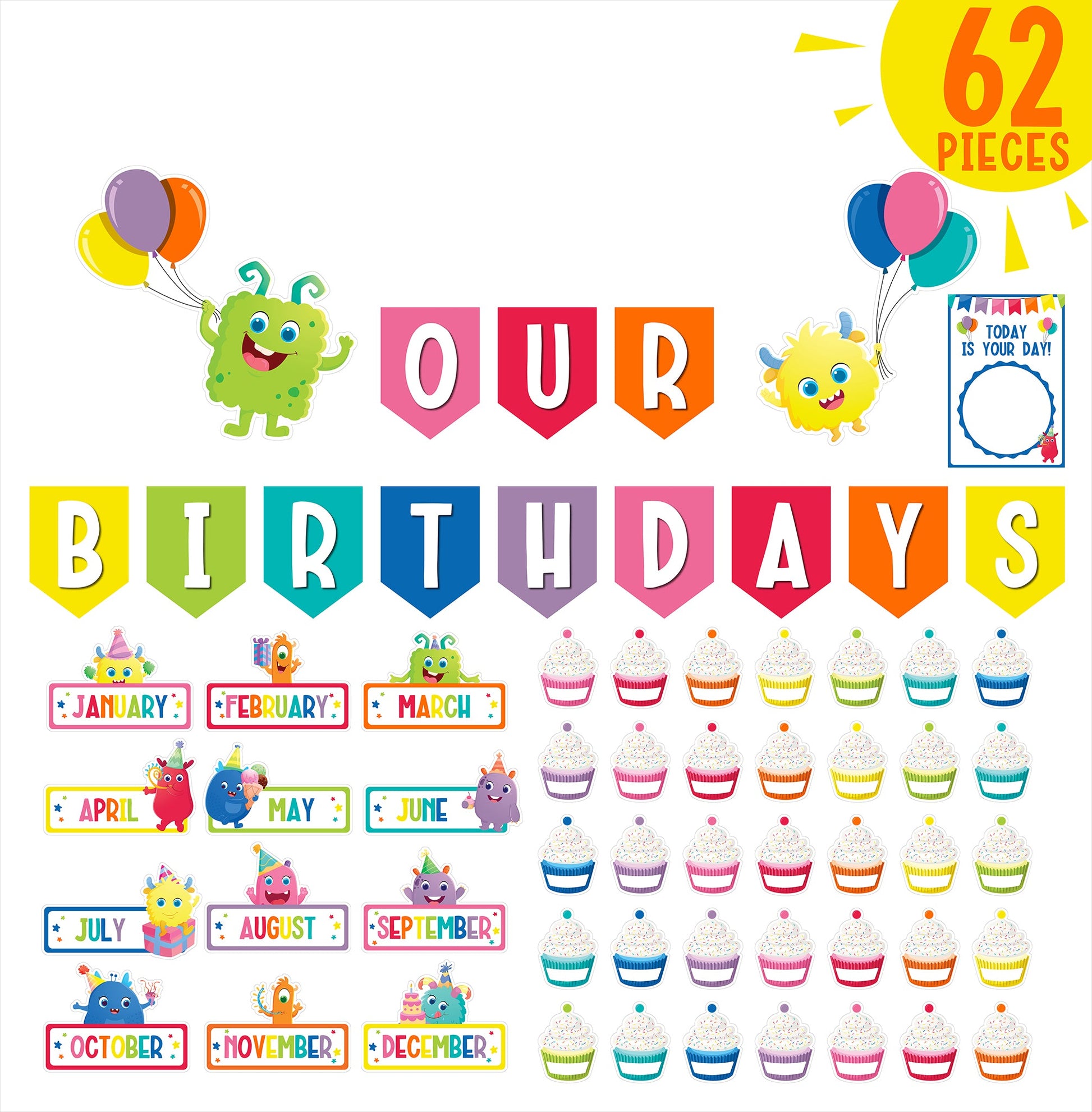 Learning Can Be Fun Giggle and Grow Birthday Bulletin Board Set-1