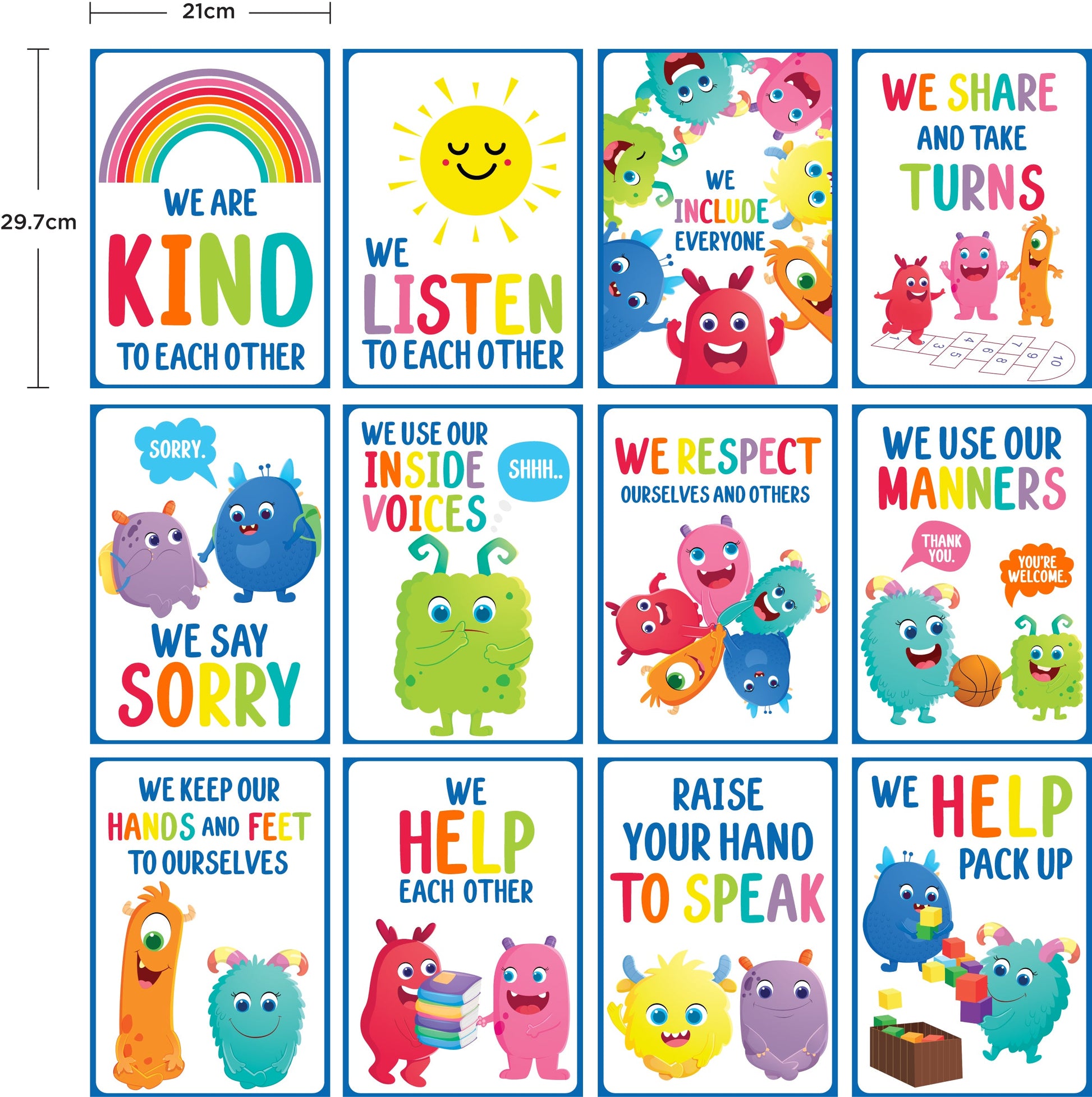 Learning Can Be Fun Giggle & Grow Classroom Rules Poster Set of 12-1