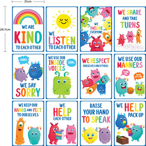 Learning Can Be Fun Giggle & Grow Classroom Rules Poster Set of 12