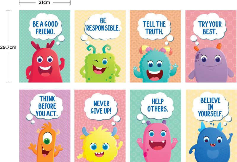 Learning Can Be Fun Giggle & Grow Character Traits Poster Set of 8-1