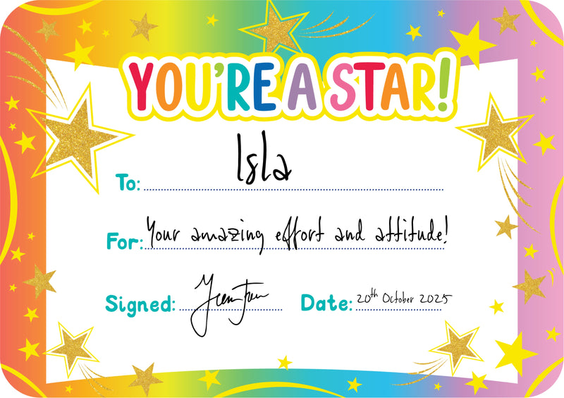 Learning Can Be Fun Giggle & Grow You're a Star Certificates Pack of 30-2