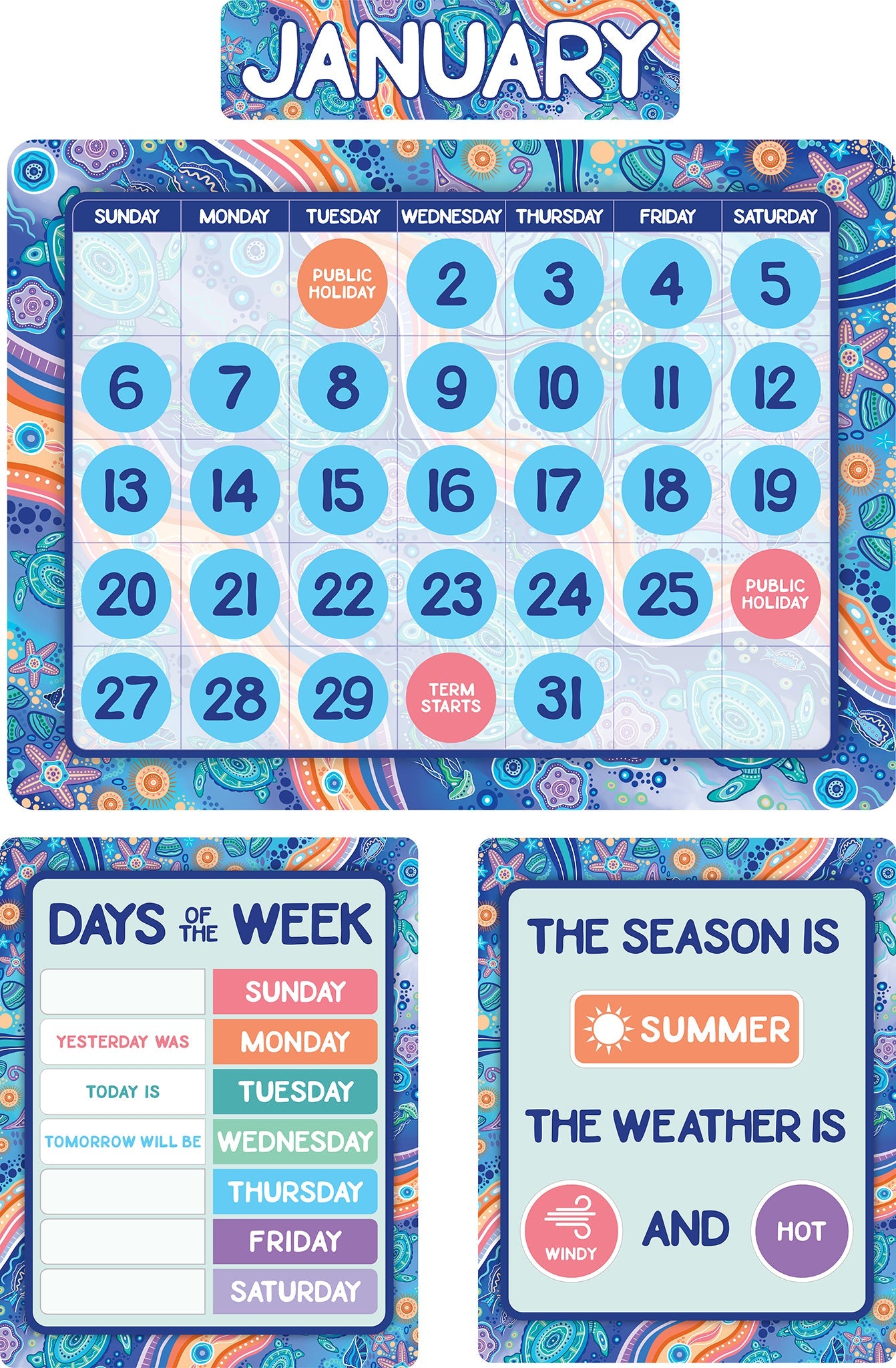 Learning Can Be Fun Ocean Country Calendar Bulletin Board Set-1