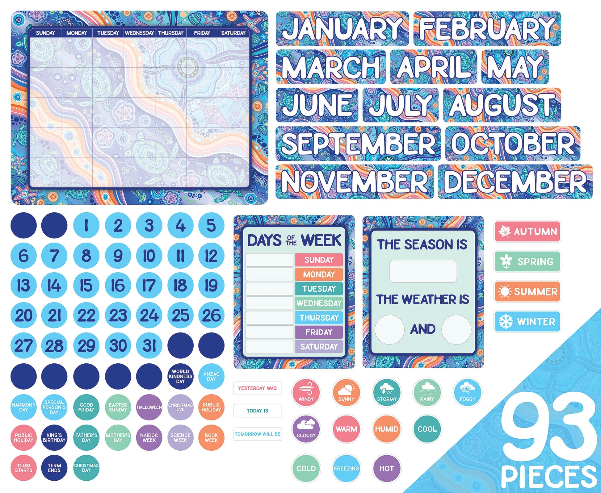 Learning Can Be Fun Ocean Country Calendar Bulletin Board Set-2