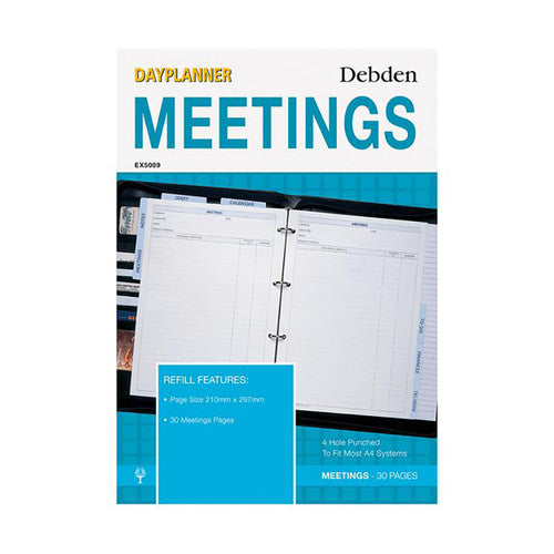 Collins Debden EX5009 Dayplanner Executive Size Meetings 4 Ring Refill