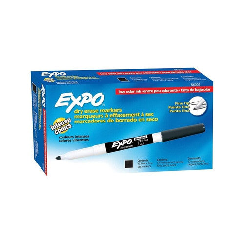 Expo 86001 Low Odour Dry Erase Markers Fine Tip Black Box 12