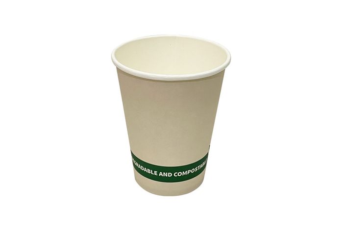 Earth Eco 12oz single wall white paper cup, compostable takeaway coffee cup supplied by the carton of 1000