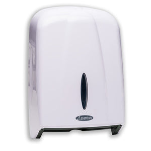 Eclipse Compact Towel Dispenser in white, wall-mounted design for office and commercial washrooms