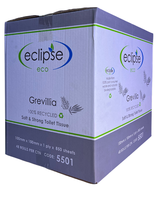 Eclipse Grevillia Eco 1 Ply Toilet Tissue 850 Sheets individually wrapped roll