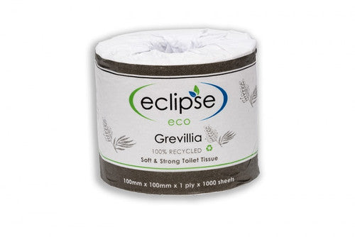 Carton of 48 Eclipse Grevillia Eco recycled toilet tissue rolls