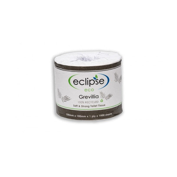 Carton of 48 Eclipse Grevillia Eco recycled toilet tissue rolls