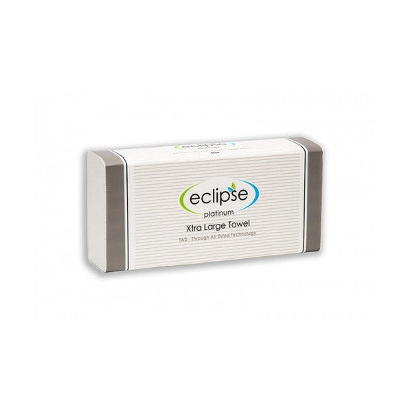 Eclipse 8000 Platinum TAD extra large hand towel pack showing 120 flat sheets sized 23.5 x 30cm