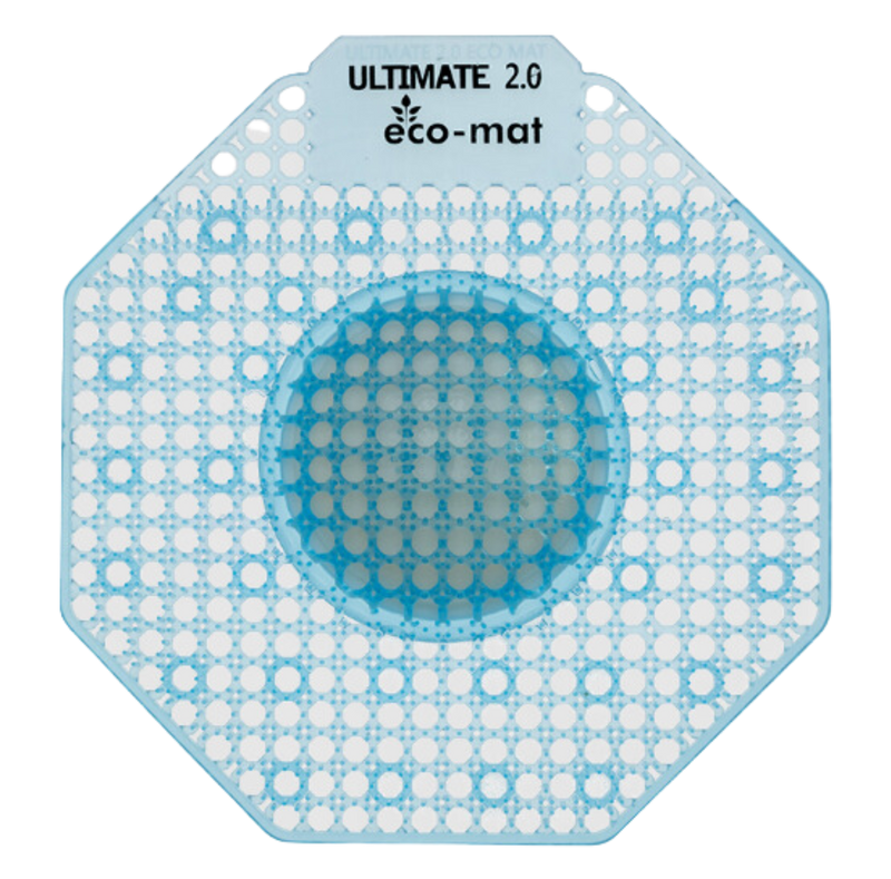 Blue Eclipse Ultimate 2.0 Eco Mat urinal screen in kiwi grapefruit fragrance showing the flexible dome design with raised bristles against a white background