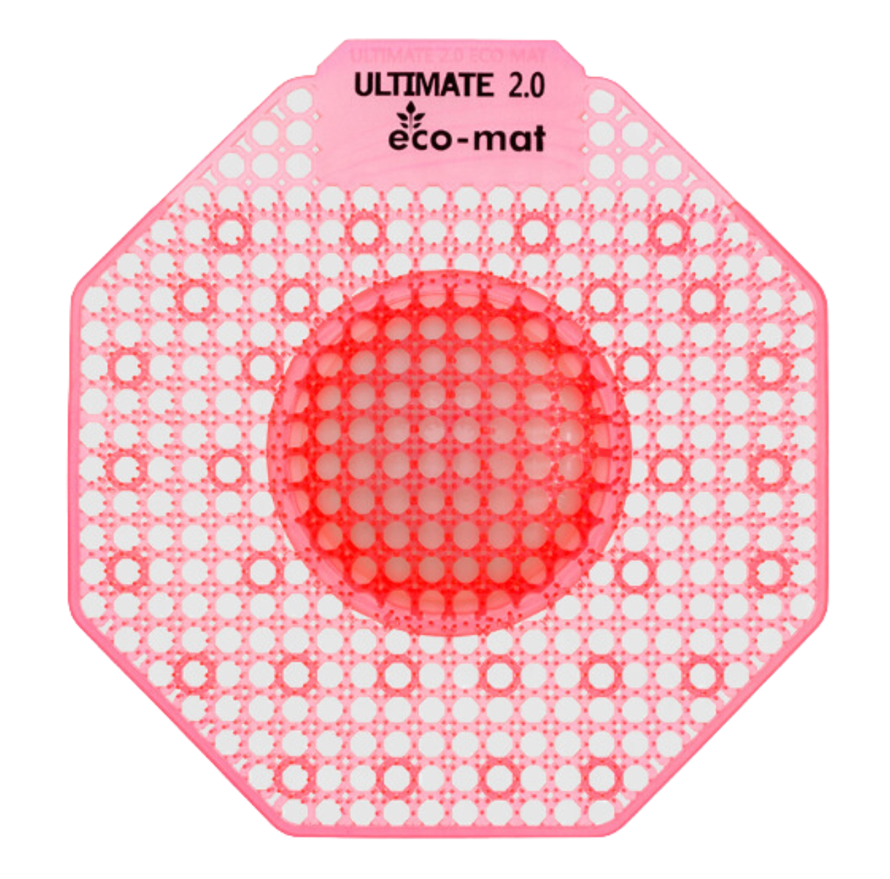Pink Eclipse Ultimate 2.0 Eco Mat urinal screen in mango fragrance showing the flexible dome design with raised bristles against a white background