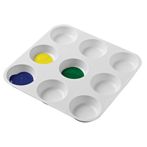 Educational Colours 9 Well Muffin Palette - 275mm plastic palette with nine separated wells for paint mixing
