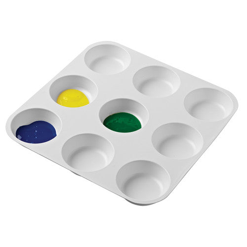 Educational Colours 9 Well Muffin Palette - 275mm plastic palette with nine separated wells for paint mixing