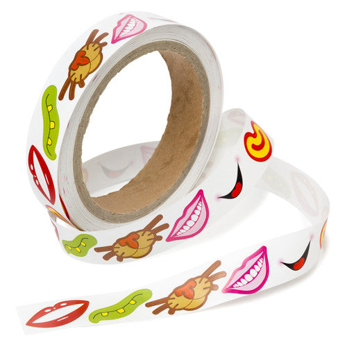 Educational Colours Adhesive Mouths Roll of 600. Educational Colours Adhesive Mouths Roll showing full roll of 600 peel-and-stick mouth stickers.