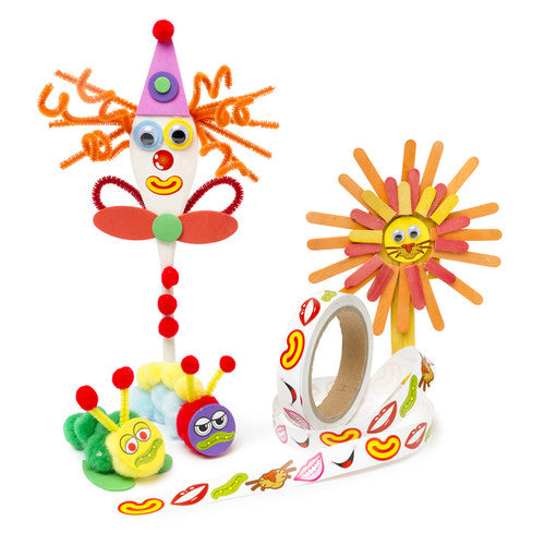 Educational Colours Adhesive Mouths Roll of 600. Educational Colours adhesive mouth stickers applied to paper craft puppet.