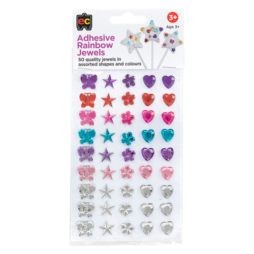 Educational Colours Adhesive Rainbow Jewels set of 50 in assorted shapes and colours