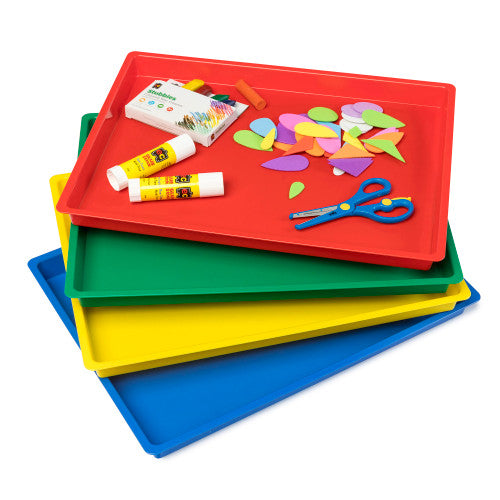 Close-up of a single Educational Colours super-tough art tray suitable for paint, glue and collage materials