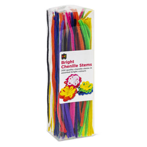Educational Colours Bright Chenille Stems Pack of 200. Educational Colours Bright Chenille Stems assorted colours, pack of 200, each stem 300mm x 6mm.