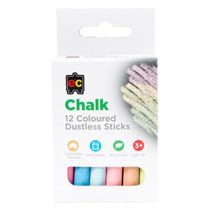 Educational Colours Chalk Dustless Sticks Pack of 12 Coloured. Educational Colours dustless chalk sticks pack of 12 in assorted colours.